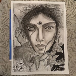 Charcoal Drawing “The Third Ivy”